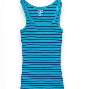 Two-tone blue striped tank top